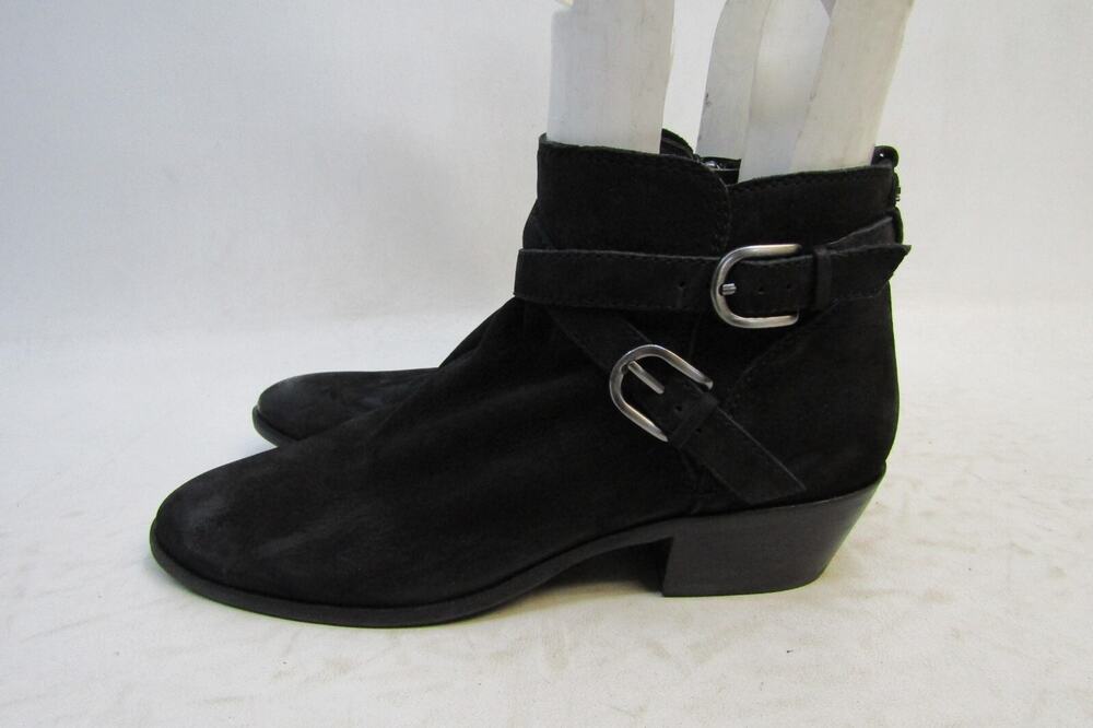 Sam Edelman Womens Size 7.5 M Black Suede Zip Buckle Ankle Fashion Boots Bootie